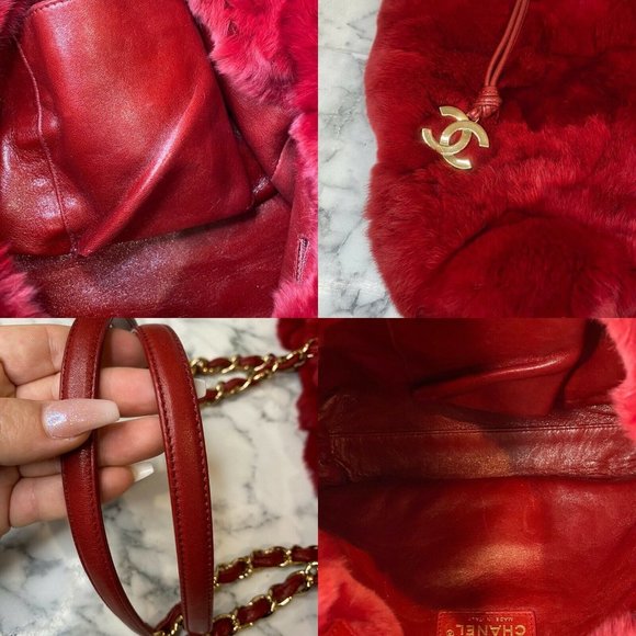CHANEL RARE Rabbit Fur Logo CC Charm Small Tote - Picture 11 of 11